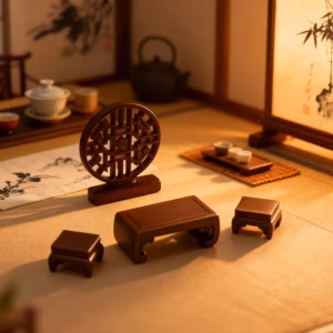 02 4 piezas miniatura color caf_e Mini Juego de Té Japonés/ Sala china miniatura/ Jarrones Chinos/ Juego de Té metálico